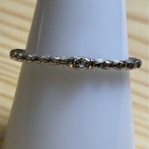 Silver Tone Rhinestone Half Eternity Band Ring